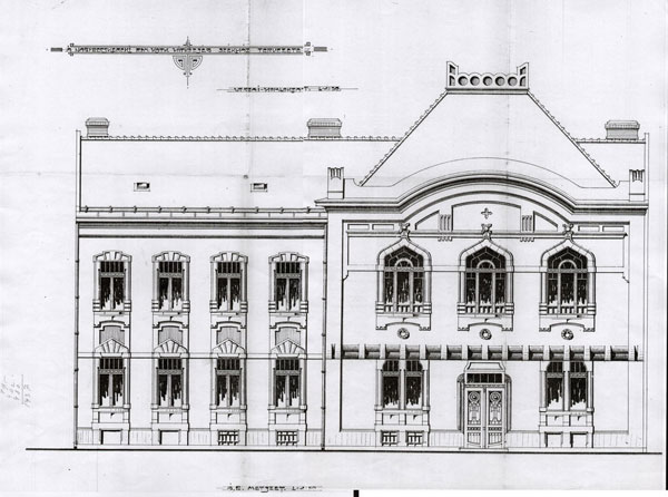 Crtež iz originalnog plana Zgrada Biskupskog ordenarijata